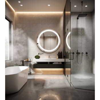 emium Circular LED Mirror with Ambient Lighting
