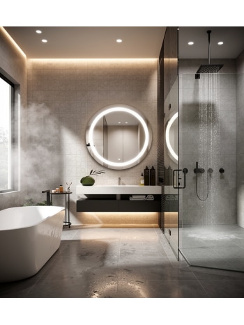 emium Circular LED Mirror with Ambient Lighting