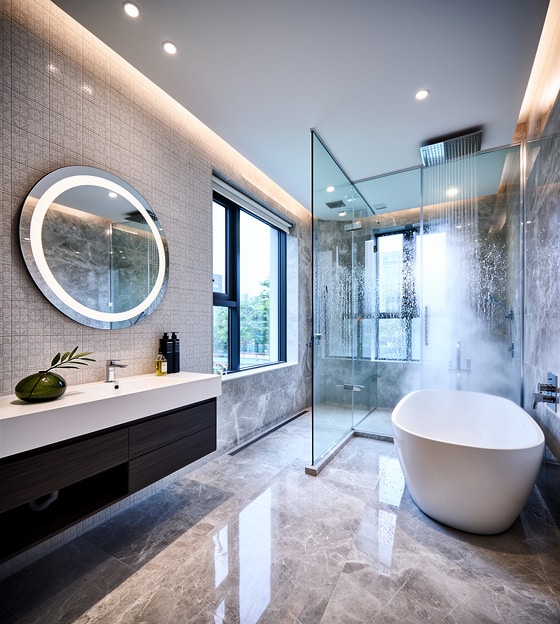 emium Circular LED Mirror with Ambient Lighting