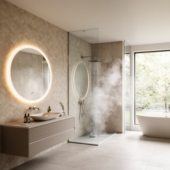 Round LED Bathroom Mirror with Anti-Fog & Touch Sensor