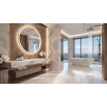 Smart Round LED Mirror with Digital Display & Anti-Fog