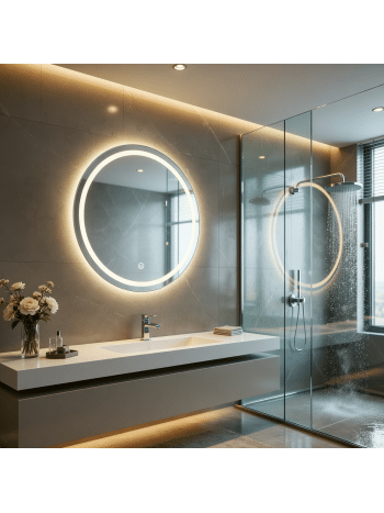 Dual Tone Round LED Mirror with Touch Sensor & Anti-Fog