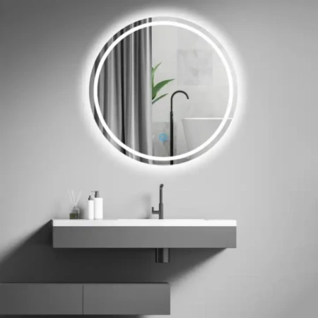 Circular LED Mirror with Bright Backlighting | Modern Frameless Design for Bathrooms