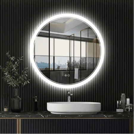 Smart LED Round Mirror with Digital Display for Stylish Bathrooms