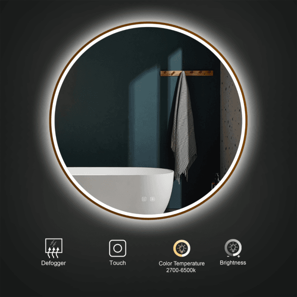 Circular LED Bathroom Mirror – Modern Backlit Round Mirror with Sleek Design