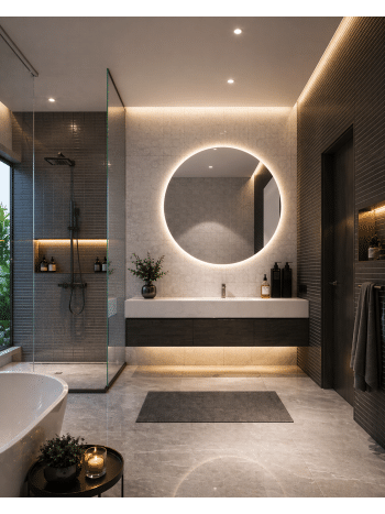 Luxury Round Backlit LED Bathroom Mirror – Modern Wall Mounted Design
