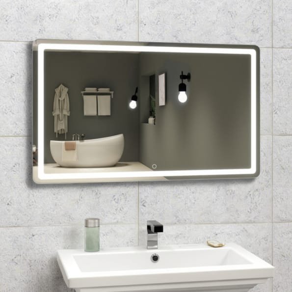 Rectangular LED Mirror with Framed Backlighting | Modern Bathroom Mirror