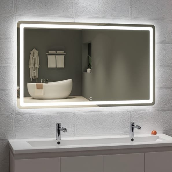Rectangular LED Mirror with Framed Backlighting | Modern Bathroom Mirror