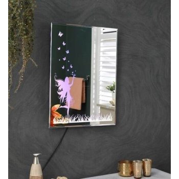 FairyGlow™ Fairy LED Mirror India – Pink Magical Mirror with Grass and Butterfly Design