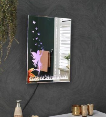 FairyGlow™ Fairy LED Mirror India – Pink Magical Mirror with Grass and Butterfly Design