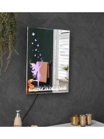 FairyGlow™ Fairy LED Mirror India – Pink Magical Mirror with Grass and Butterfly Design