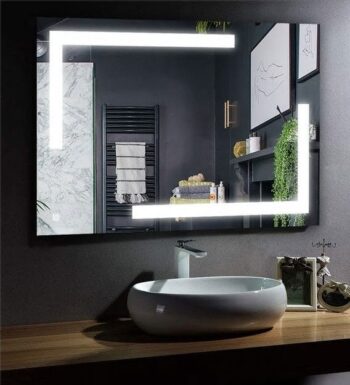 Geometric LED Mirror with L-Shaped Light Design – Anti-Fog & Touch Control