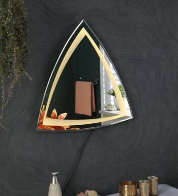 TriGlow™ Triangle LED Mirror India – Designer Geometric Glow Mirror with Warm Golden Lighting