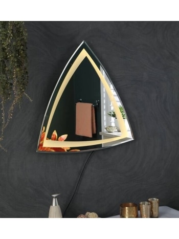 TriGlow™ Triangle LED Mirror India – Designer Geometric Glow Mirror with Warm Golden Lighting