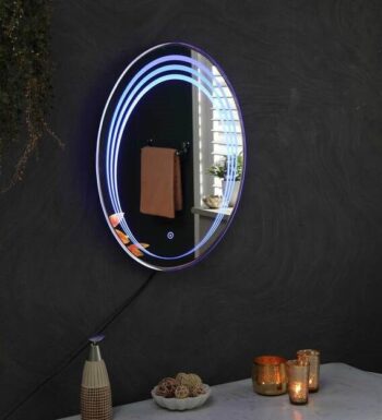 HaloAura™ Oval Halo LED Mirror India – Triple-Ring Glowing Vanity Mirror with Touch Sensor