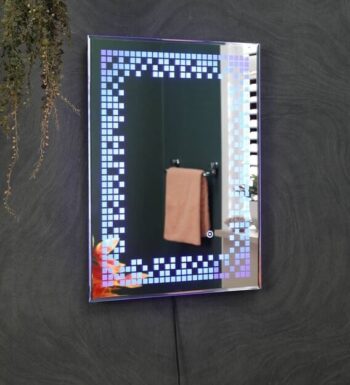 Mosaica™ Mosaic Frame LED Mirror India – Violet Glow Vanity Mirror with Smart Touch Sensor