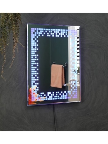 Mosaica™ Mosaic Frame LED Mirror India – Violet Glow Vanity Mirror with Smart Touch Sensor