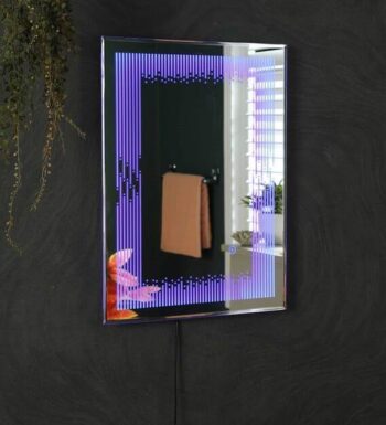 NeoGlow™ Digital Pattern LED Mirror India – Violet Strip-Frame Mirror with Touch Control