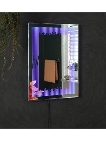 NeoGlow™ Digital Pattern LED Mirror India – Violet Strip-Frame Mirror with Touch Control