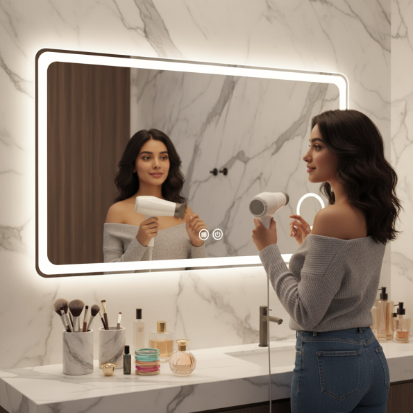 rectangle led mirror with curved corner-a