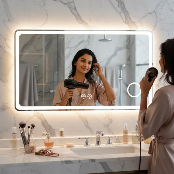 rectangle led mirror with curved corner-ab