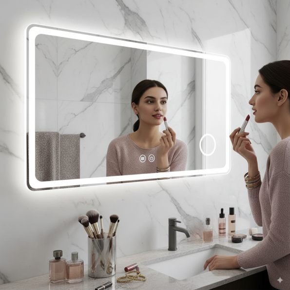 rectangle led mirror with curved corner-abcde