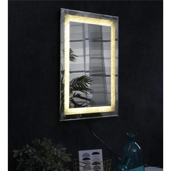 LustraLux™ Gold Glow LED Mirror India – Crackled Frame Luxury Mirror with Warm Light and Touch Sensor