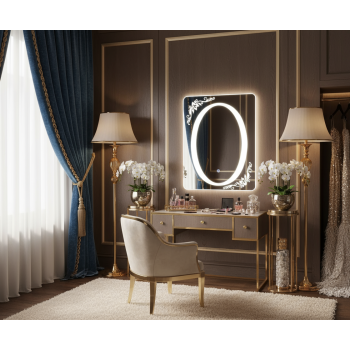 Oval frost designer LED bathroom mirror with sensor touch 3