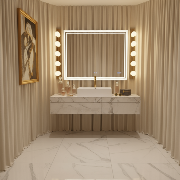 Rectangular LED Mirror with Backlit Edge for Modern Bathrooms 4