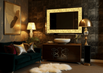 Rectangular LED Mirror with Braid Patterned Frame for Elegant Interiors 1