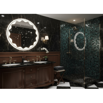 Round LED Mirror with Stylish Bladed Edge for Modern Homes 1