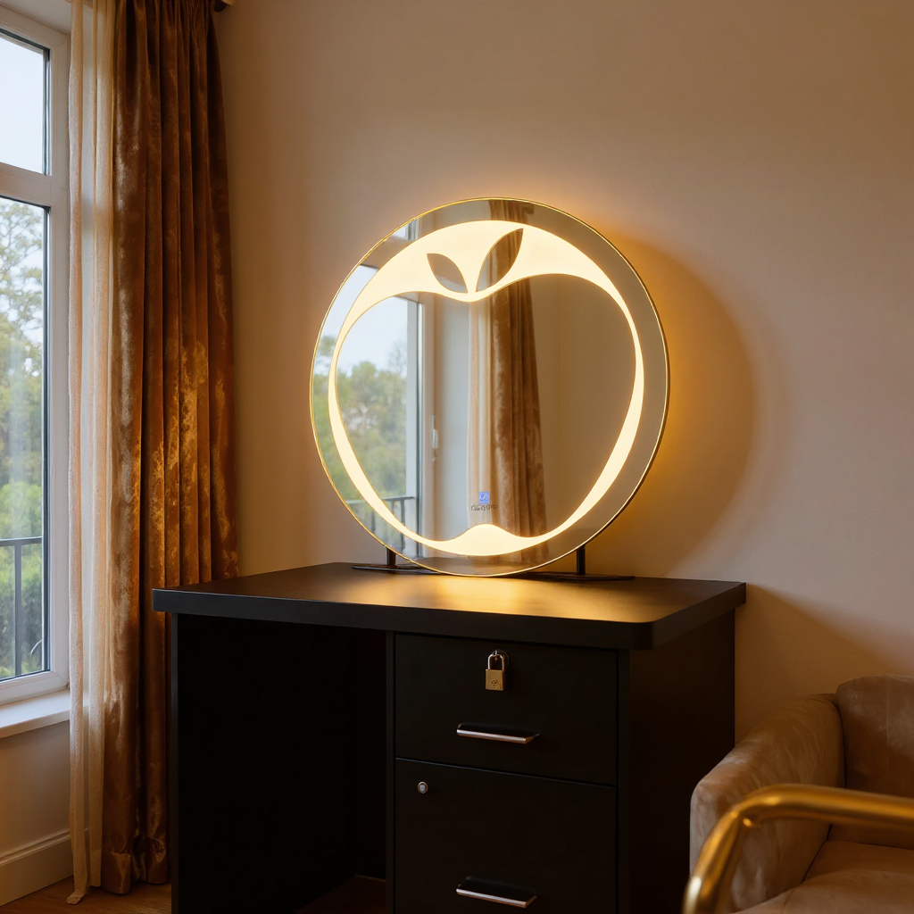 Apple Shape LED Bathroom Mirror with Backlit Glow