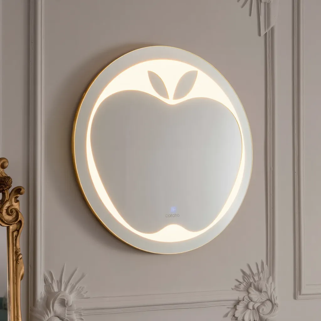 Apple Shape LED Bathroom Mirror with Backlit Glow