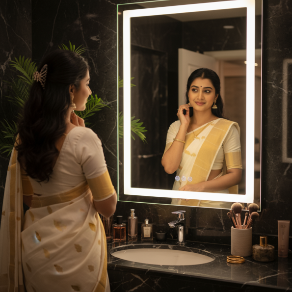 2025 Modern Salon Style Rectangular illuminated Led mirror b