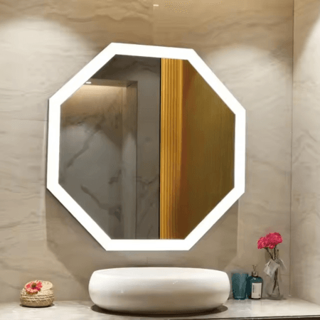 Octagon LED Bathroom Mirror – Geometric Backlit Vanity Mirror