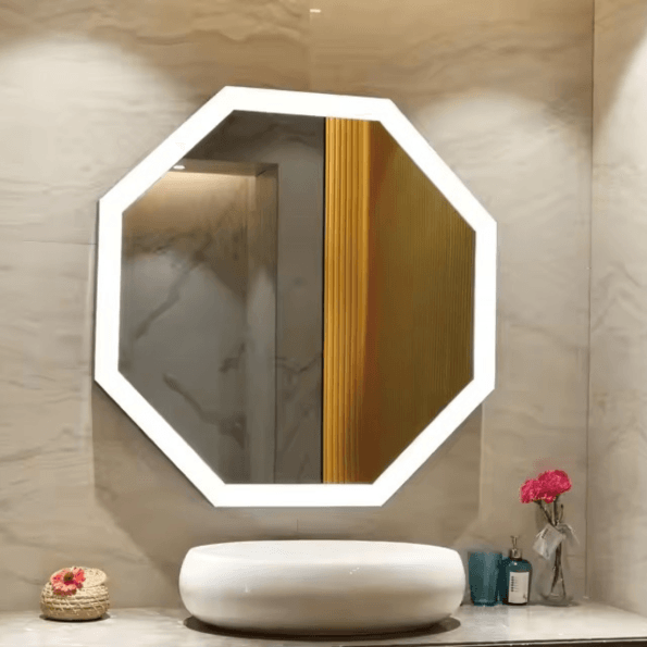 Octagon LED Bathroom Mirror – Geometric Backlit Vanity Mirror
