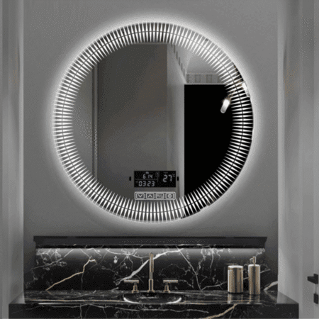 Designer Round LED Bathroom Mirror with Touch Display