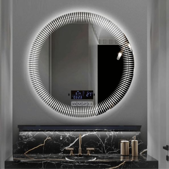 Designer Round LED Bathroom Mirror with Touch Display
