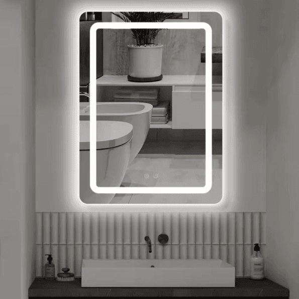 Rectangular LED Bathroom Mirror with Magnifying Glass