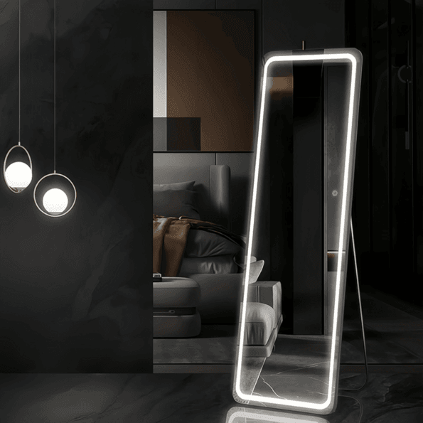 Full-Length LED Dressing Mirror with Warm Light Border