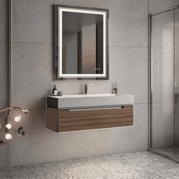 Rectangular LED Bathroom Mirror with Inner Glow Frame