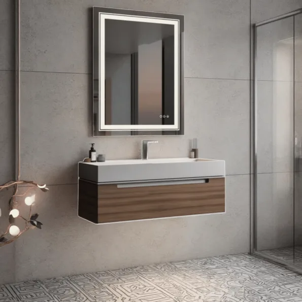 Rectangular LED Bathroom Mirror with Inner Glow Frame