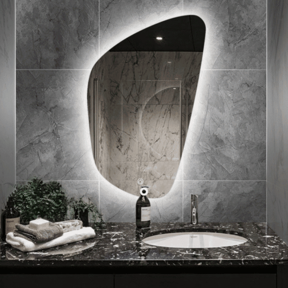 Frameless Decorative LED Mirror – Contemporary Wall Mount Design