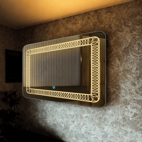 Luxury Rectangular LED Bathroom Mirror with Designer Glow Frame