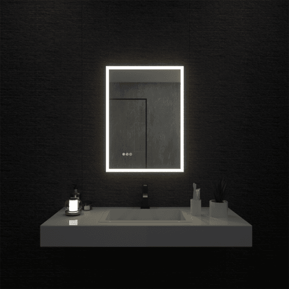 Sleek Rectangular Frameless LED Wall Mirror with Sensor