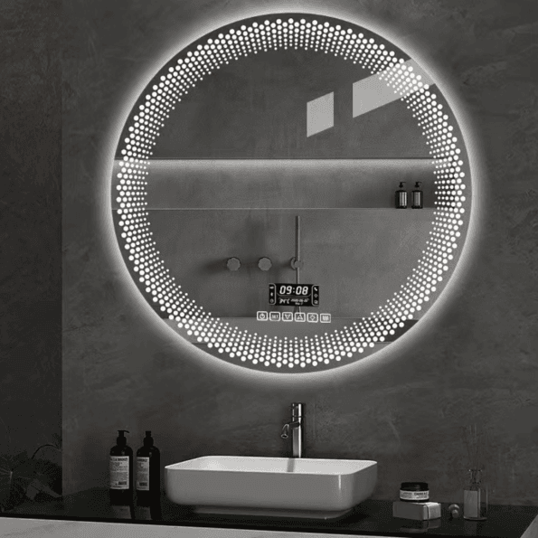 Round Front-Lit LED Mirror with Touch Sensor
