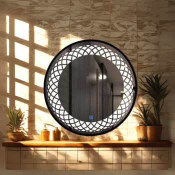 Frosted Round LED Bathroom Mirror with Soft Glow