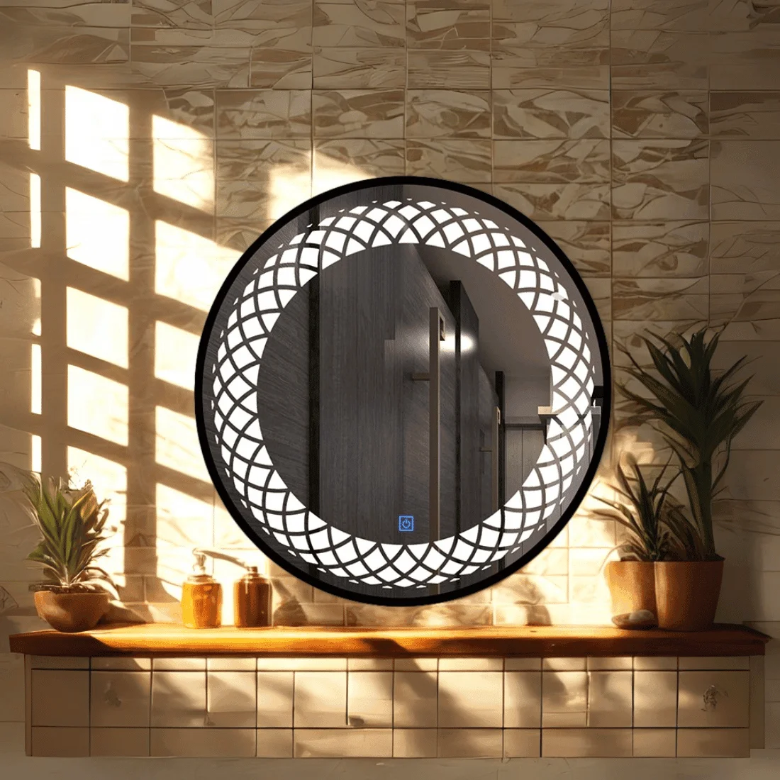 Frosted Round LED Bathroom Mirror with Soft Glow