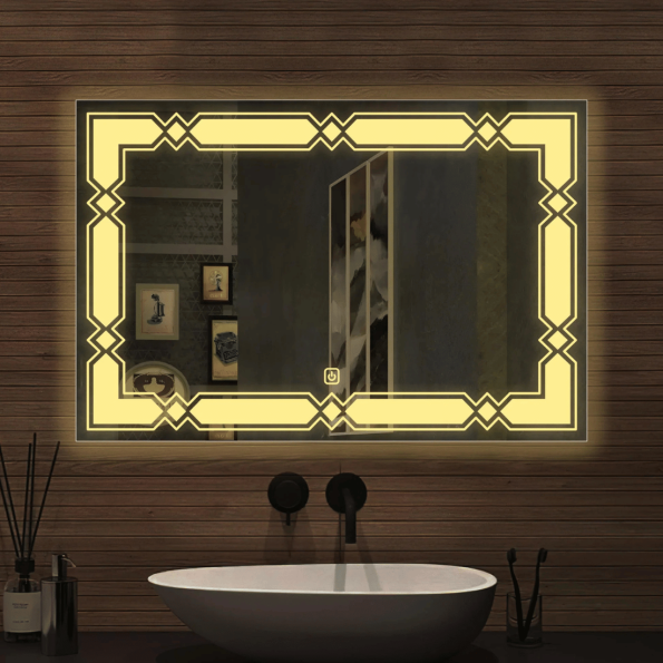 Rectangle LED Bathroom Mirror with Anti-Fog & Dimmable Lights - Modern Backlit Vanity Mirror