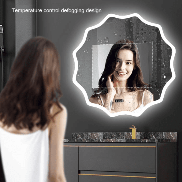 Wavy LED Backlit Mirror – Designer Flower Shape for Bathrooms